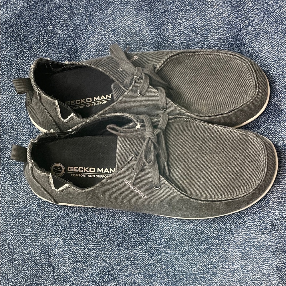 Gecko Man Walk Hero Arch Support Navy Canvas Slip On Boat Loafers Size 10 - Picture 1 of 10